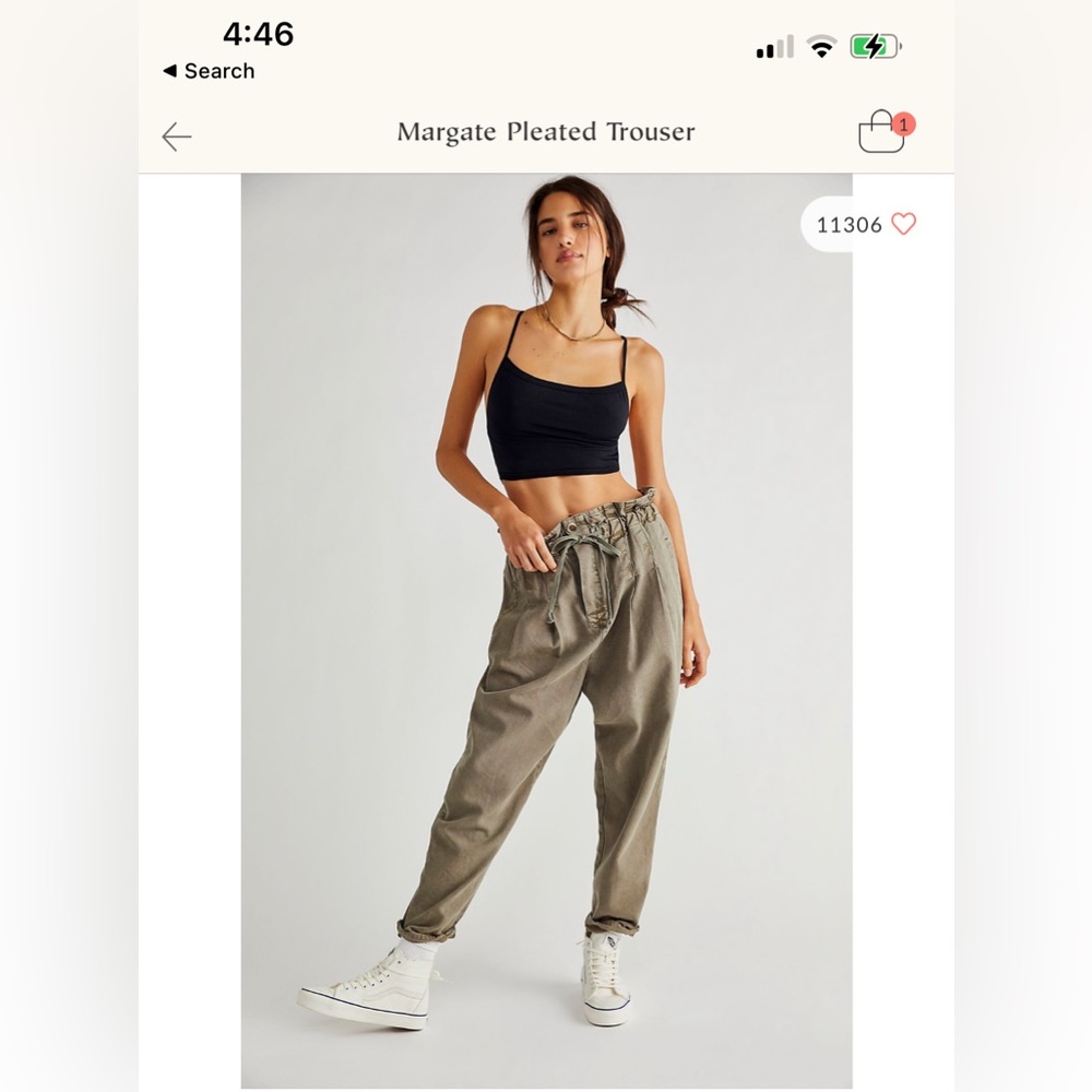 FreePeople Margate Pleated Trousers- sold out! Size L- Summer Green color NWOT